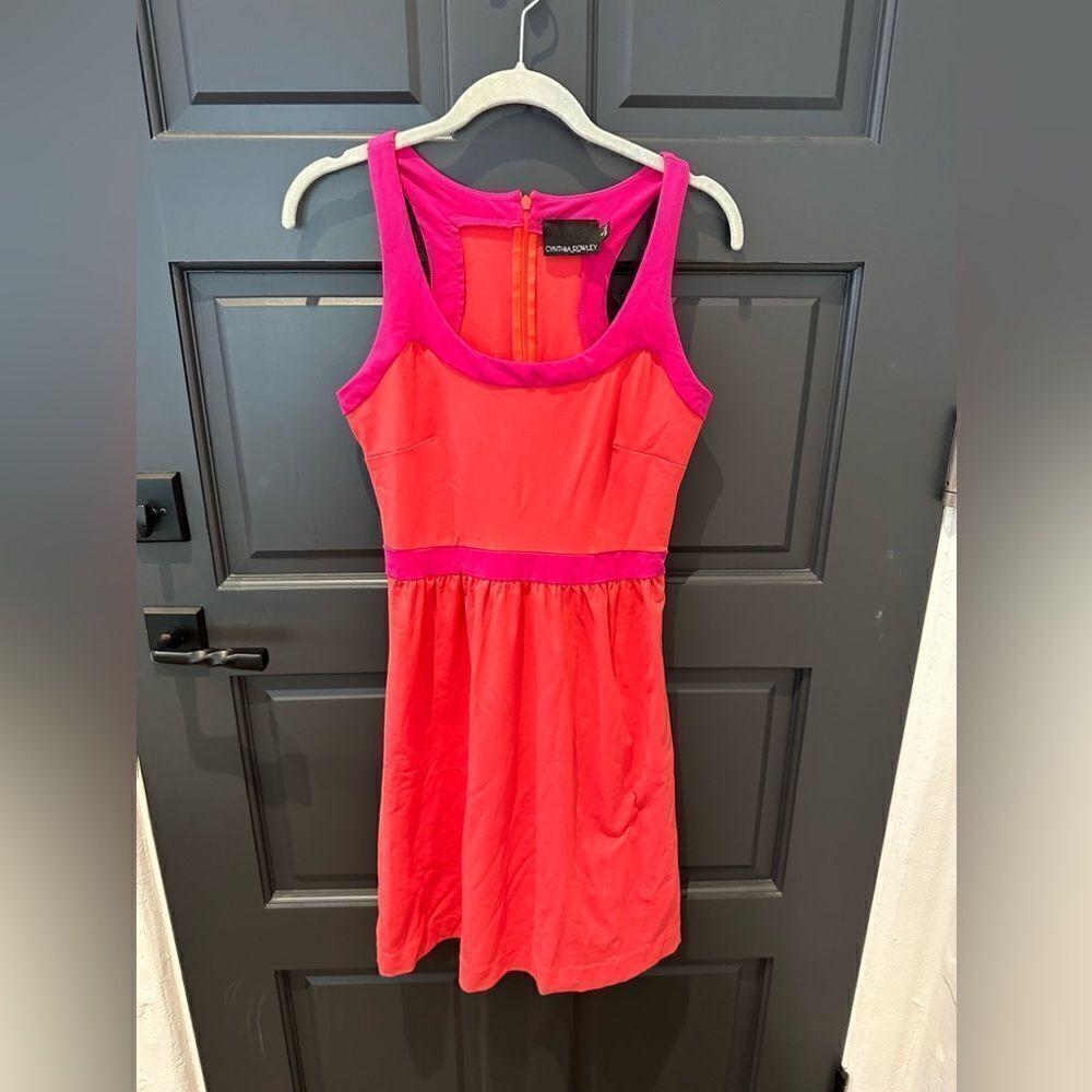 Cynthia Rowley Two-Tone Pink and Red Midi Dress